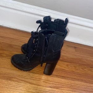 Steve Madden Black high heel combat boots